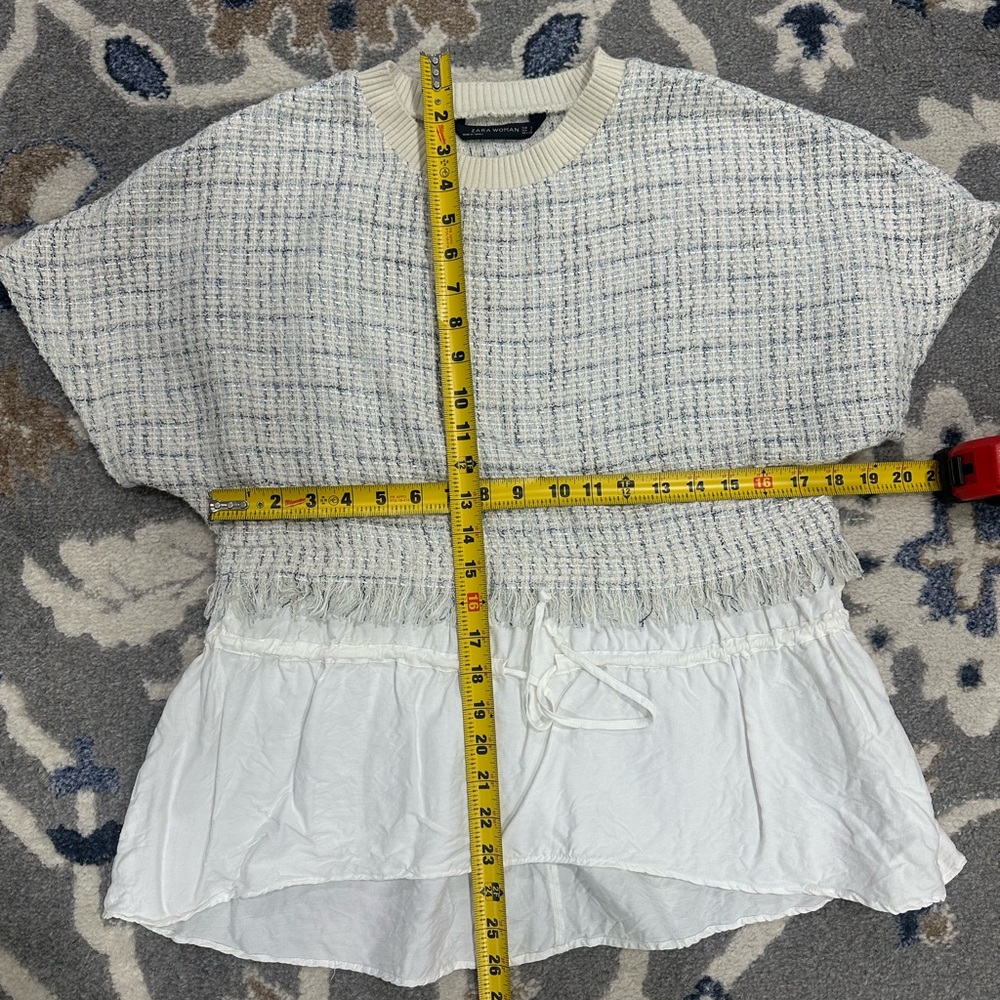 Zara Cream and White Textured Crop Top size 5 - Picture 5 of 7